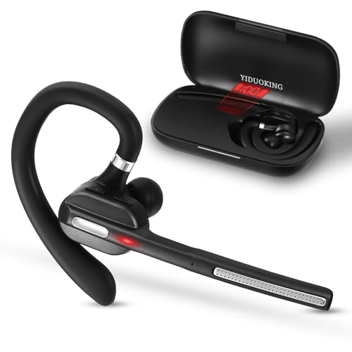 Bluetooth Headset,Bluetooth earpiece for iPhone,Support Siri Voice Wake-up/Bluetooth V5.3, 500mAh Charging Case,Dual Connect & Mute ENC Noise Cancelling Lightest Headphones for Work Trucker - color: Grey