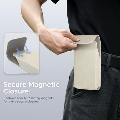 for Phone Pouch Holster Belt Case, Premium Leather Pouch with Belt Clip Phone Holster Belt Case (White, Large) - color: White, size: Large