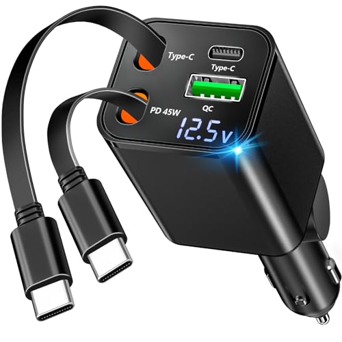 Apple MFi Certified Retractable Car Charger USB C, 120W Car Phone Charger - size: 2.8FT