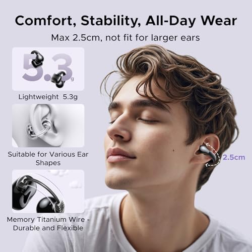 UGREEN HiTune S3 Open Ear Earbuds, Bluetooth 5.4, Clip on Earbuds, Black - color: Black