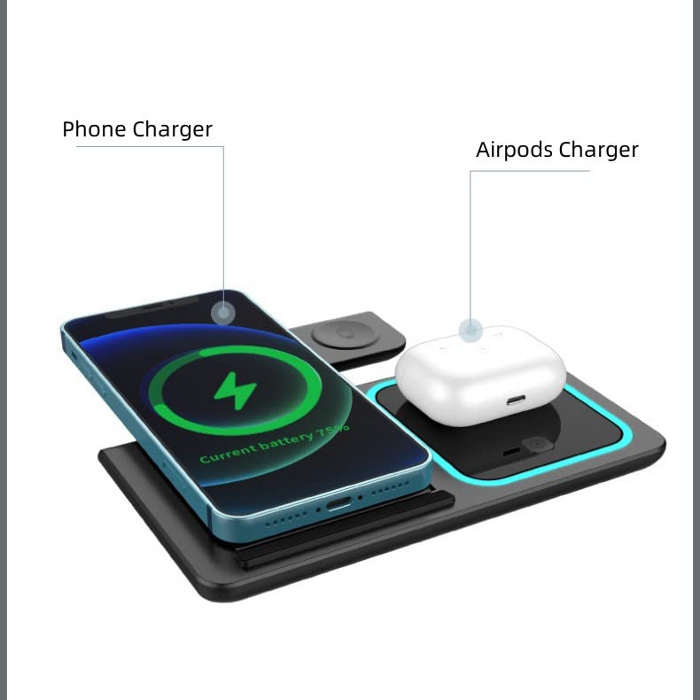 ALFOINE 3 in 1 Wireless Charging Station 15W for iPhone, iWatch and Android