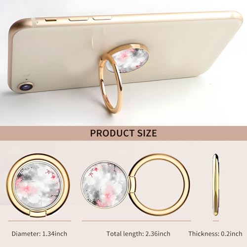 Cell Phone Ring Holder, Cute Metal Phone Grip Stand Finger Ring Kickstand, Flexible 360°Rotation Phone Tablet Case Accessories Compatible with Most Phones Pink Floral Pattern - color: Pink Floral Pattern
