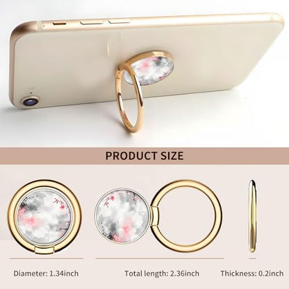 Cell Phone Ring Holder, Cute Metal Phone Grip Stand Finger Ring Kickstand, Flexible 360°Rotation Phone Tablet Case Accessories Compatible with Most Phones Pink Floral Pattern - color: Pink Floral Pattern