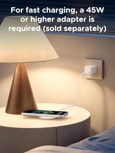 UGREEN Qi2.2 25W MagSafe-Compatible Wireless Charging Pad | Qi2.2 Certified, Fast Charging Pad for iPhone 12-17 Series and AirPods, 5FT Cable, White, Adapter Not Included - color: White