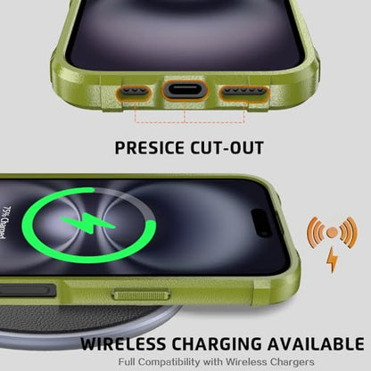 Rugged Shield 8ft Drop Proof TPU Thick Armor Tactical Protective Case Compatible with iPhone 16 (6.1 inches) - Army Green - color: Army Green, size: iPhone 16