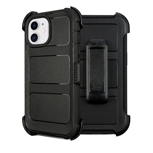 for Defender Case iPhone 11 Case with Belt Clip Holster Kickstand Black | for Heavy Duty iPhone 11 Phone Case Rugged Shockproof Cover with 2 Layers of Sturdy for Phone Cases iPhone 11 Case Protective - color: Black