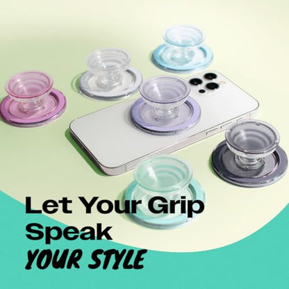 OnTheGrip Compatible with Magsafe Magnetic Authentic Translucent Color Design Collapsible Mobile Phone Grip Stand Holder for Smartphone Tablet Cell Phone Accessory (Mint) - color: Mint