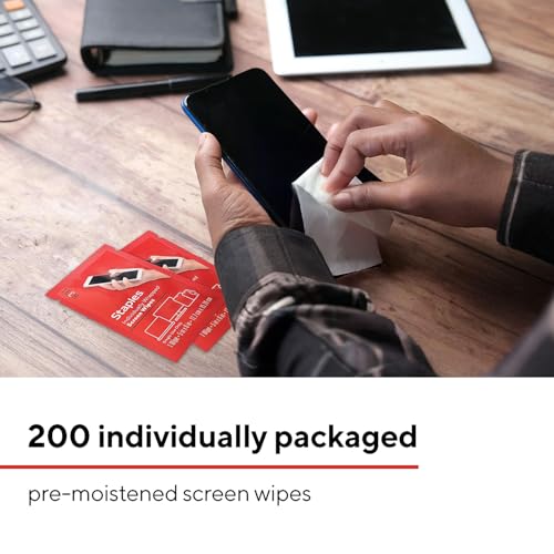 Staples TECH Screen Cleaning Wipes, Individually Wrapped, 200-Pack - style: 200 Pack