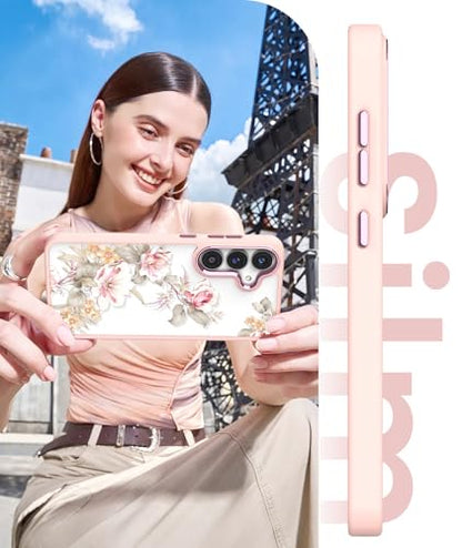 Crystal Clear Flower Pattern Case for Samsung Galaxy S26 FE-Peony | Girl Women Slim Soft TPU + Hard PC Military Grade Protective Phone Cover WithTempered Glass Screen Protector for S26 FE - color: S26 FE-Ranunculus