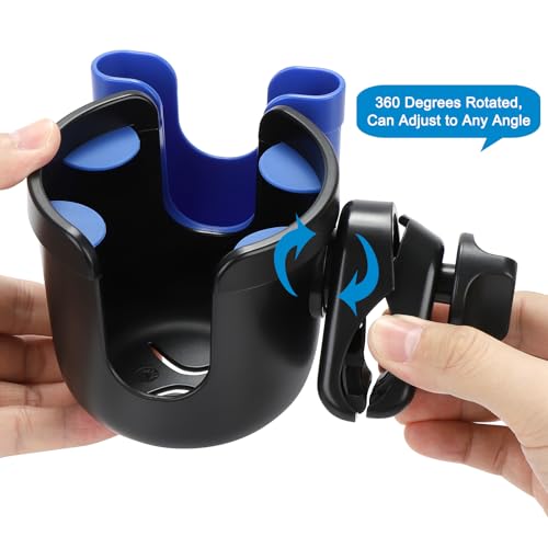 Accmor Wheelchair Cup Holder with Phone Holder, ﻿Universal 360° Rotatable Walker Cup Holder Rollator Scooter Accessory - color: Blue