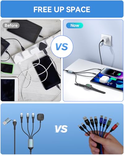 10FT Multi Charging Cable for Apple Watch, 100W Fast Charging, 4-in-2