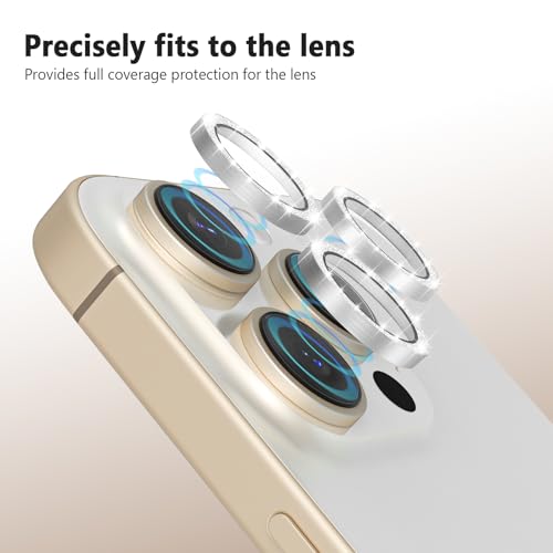 TENOC Camera Lens Protector for iPhone 13 Pro & 13 Pro Max, Silver Glitter - size: iPhone 13 Pro/13 Pro Max