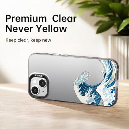 for iPhone 14 Case, TPU, Drop Protection, Waves | Matte Silver Back, Shockproof, Fade-resistant, Anti-yellow, Lens Protection, Precise Cutout, Slim grip, Waves - color: Waves, size: iPhone 14