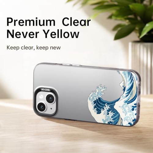 for iPhone 15 Case, TPU, Drop Protection, Waves | Matte Silver Back, Shockproof, Fade-resistant, Anti-yellow, Lens Protection, Precise Cutout, Slim grip, Waves - color: Waves, size: iPhone 15