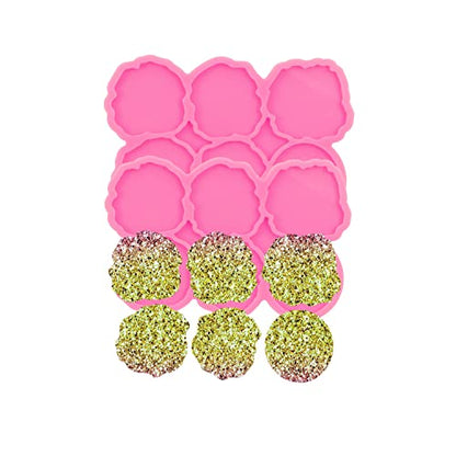 2PC 1.7in Phone Grip Resin Irregular Circle Molds on Top Phone Socket Silicone Mold for Epoxy Casting DIY Crafts Making(YMDY1627+DY1627) - color: YMDY1627+DY1627
