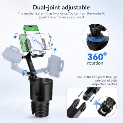 Cup Holder Phone Mount for Car, 2-in-1 Cup Holder Expander with Phone Mount - color: Standard Holder