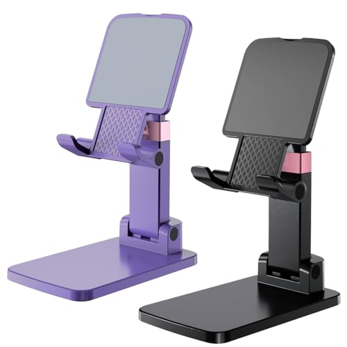 Cell Phone Stand Cute Mobile Holder For iPhone Desk Office Accessories - color: 10-Black&Purple