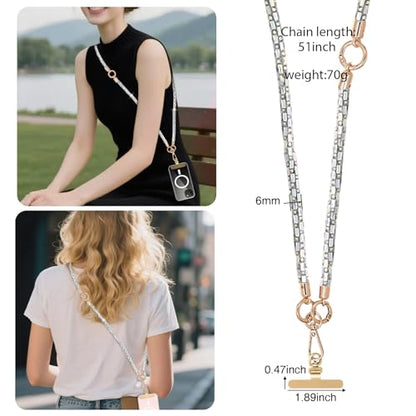 Crystal Phone Lanyard Crossbody Adjustable Rhinestone Anti-Theft Phone Strap Crossbody Cell Phone Neck Strap for Women - color: Ab White