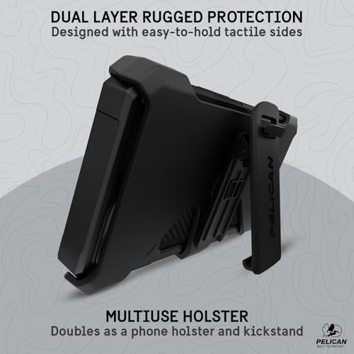 Pelican Shield Series - iPhone 13/14 Case 6.1" [Compatible with MagSafe] [21ft Military Grade Drop Protection] Rugged, Magnetic Charging Phone Case Cover with Belt Clip Holster Kickstand - Black - color: Shield Black, size: iPhone 13/14