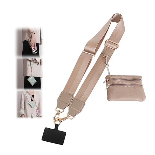 Clip and Go Strap for Phone with Wallet Crossbody - color: Pure Khaki