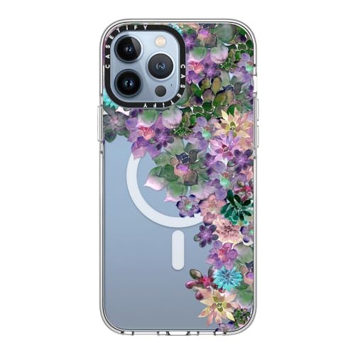 CASETiFY for iPhone 13 Pro Max Case - Impact Clear Compatible with MagSafe | Not Yellowing | 6.6 ft. 3x Military Grade Drop Protection | MY SUCCULENT GARDEN | Clear - color: MY SUCCULENT GARDEN, size: Iphone 13 Pro Max (6.7")