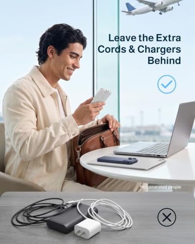 charmast 10000mAh Portable Charger with Built-in Cables and AC Wall Plug - color: Grey