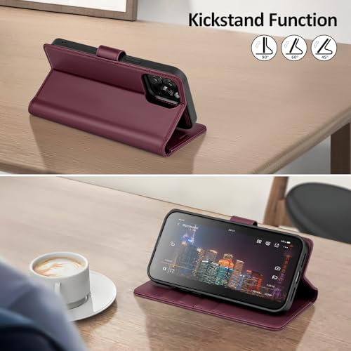 Shieldtop Compatible with MagSafe iPhone 13 Pro Wallet Case,Wine Red - color: Wine Red, size: iPhone 13 Pro - 6.1"