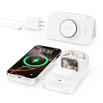 2026 Traveling Portable Wireless Mag-Safe Fast Charging Station - color: White