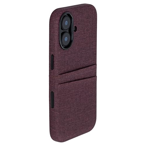 Dockem Card Case for iPhone 17 with Magnetic Mounting Plate, Camera Control Button, Wallet with 2 Holder Slots: M2 Luxe Canvas-Style Synthetic Leather (Burgundy) - color: Burgundy, size: 17