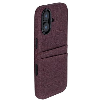 Dockem Card Case for iPhone 17 with Magnetic Mounting Plate, Camera Control Button, Wallet with 2 Holder Slots: M2 Luxe Canvas-Style Synthetic Leather (Burgundy) - color: Burgundy, size: 17