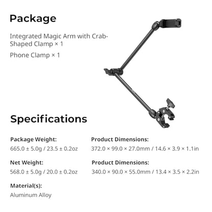 SMALLRIG Desktop Magic Arm Support with Super Clamp Kit, Phone Mount Clamp - style: Gear & Ball Joints