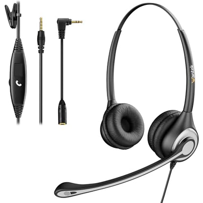 Wantek Cell Phone Headset with Microphone Noise Cancelling, Wired 3.5mm Computer Headphone for iPhone Samsung Android PC Laptop Tablet Skype Call Center Home Office, Ultra Comfort(F602J35)