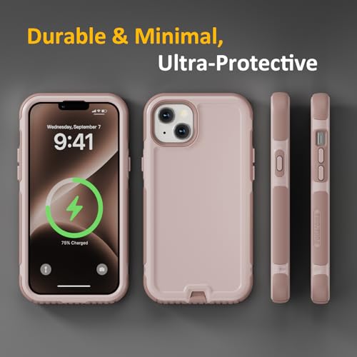 Follaroma Magnetic for iPhone 14 Plus Case, Heavy Duty Cases, Light Brown | Compatible with MagSafe, Heavy Duty Shockproof,Military-Grade Anti-Drop Protective,Dual Layer Magnetic Protection Phone Cover - color: Brown Pink, size: iPhone 14 Plus 6.7''