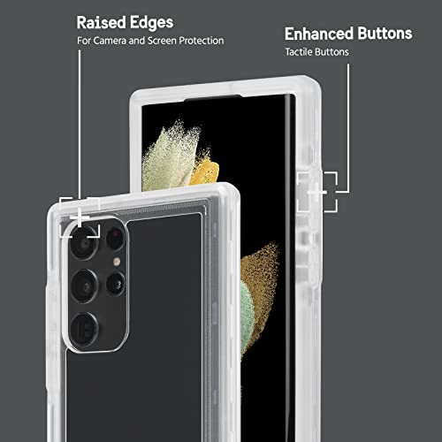 Pelican Voyager Series - Samsung Galaxy S22 Ultra Case [Wireless Charging Compatible] [Anti-Yellowing] Heavy Duty Phone Case with Belt Clip Holster Kickstand [18FT MIL-Grade Drop Protection] - Clear