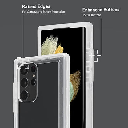 Pelican Voyager Series - Samsung Galaxy S22 Ultra Case [Wireless Charging Compatible] [Anti-Yellowing] Heavy Duty Phone Case with Belt Clip Holster Kickstand [18FT MIL-Grade Drop Protection] - Clear