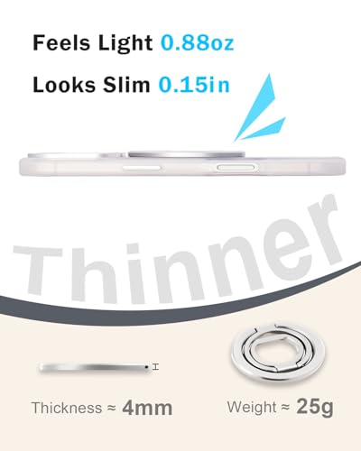 Phone Ring Holder for MagSafe,360°Rotation Magnetic Phone Grip Ultra-Thin & Lightweight Kickstand for iPhone 17/16/15/14/13/12 Series Silver - color: Silver