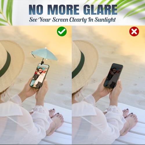 Phone Umbrella for Sun, Clip-On Phone Sun Shade, Universal Fit - color: Blue
