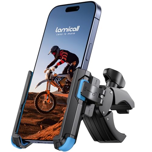 Lamicall Motorcycle Bike Phone Mount, 1s Quick Release Bike Phone Holder - color: Blue