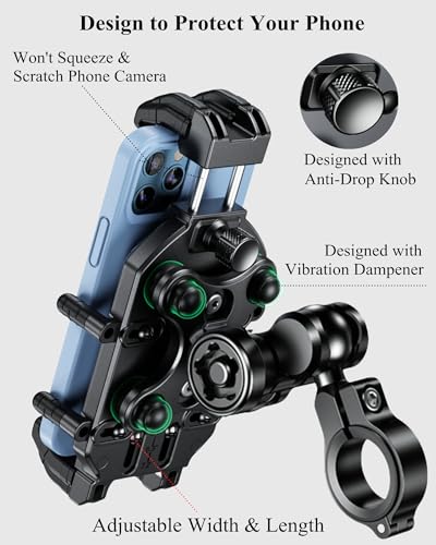 BRCOVAN Anti-Theft Motorcycle Phone Mount Holder with Vibration Dampener