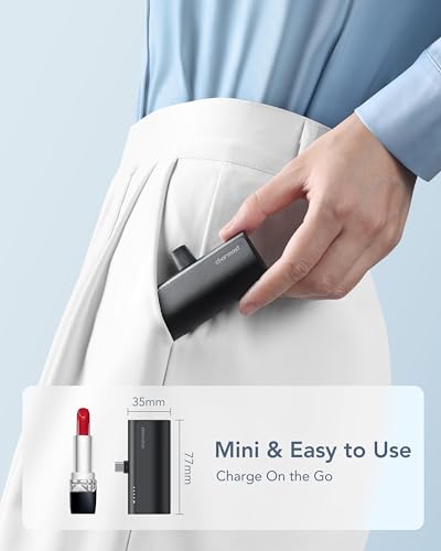 charmast Mini Portable Charger USB-C Connector, 5000mAh Small Power Bank - color: Black