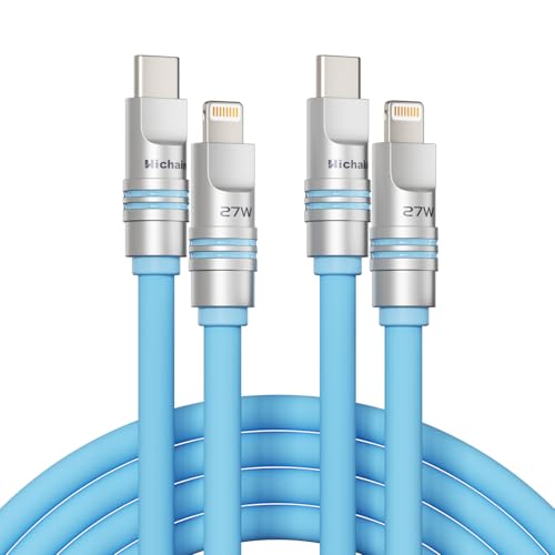 Hichain USB C to Lightning Cable 2Pack 4FT [MFi Certified] iPhone 27W Fast Chargeing Type C to Lightning Cable Power Delivery Thick Silicone Charging Cord for iPhone 14/13/12/11/XS/XR/X/8/iPad, Blue - color: Blue, size: 4FT