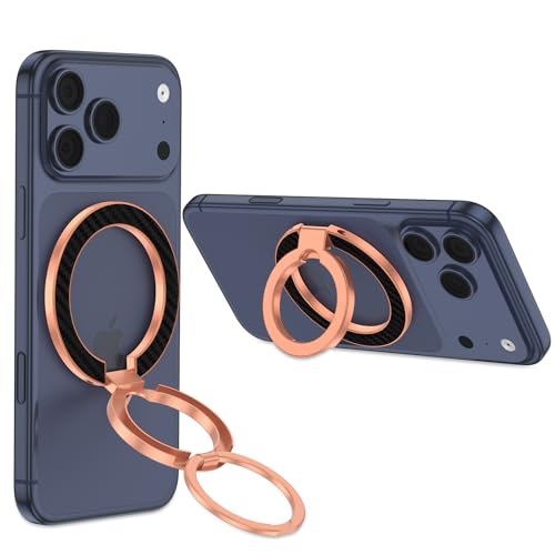 Magnetic Phone Grip Holder with MagSafe Ring Removable Kickstand,Magnetic Car Mount Mag Safe Accessory,Double Adjustable Gym Finger Ring Grip for iPhone 17e 17 Pro Max 17 Air 16E 16 Pro Max 16 15 Plus