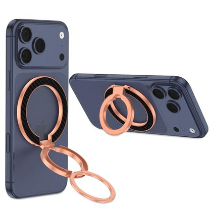 Magnetic Phone Grip Holder with MagSafe Ring Removable Kickstand,Magnetic Car Mount Mag Safe Accessory,Double Adjustable Gym Finger Ring Grip for iPhone 17e 17 Pro Max 17 Air 16E 16 Pro Max 16 15 Plus