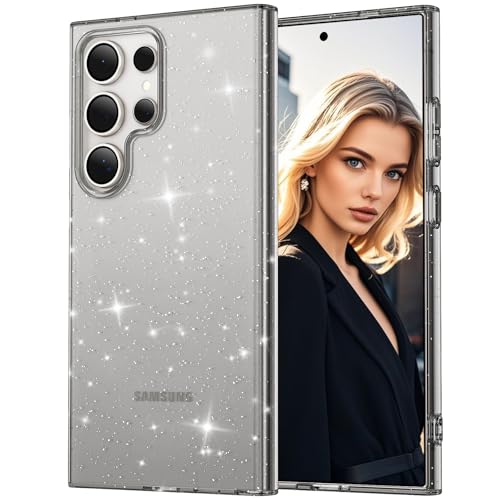 Glitter Case for Samsung Galaxy S23 Ultra 5G Case, Bling Glitter Shockproof Phone Case for Galaxy S23 Ultra Case, Anti-Yellowing Clear Glittering Protective Case for Women and Girls (Black) - color: Black, size: S23 Ultra