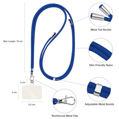 TBOC 2X Cell Phone Lanyard [Cobalt Blue] - Comfortable Universal Smartphone Lanyard - Easy to Use Neck Phone Holder [White Ice Patch] Adjustable Length Phone Strap Crossbody - Fits All Mobile Phones - color: Cobalt Blue