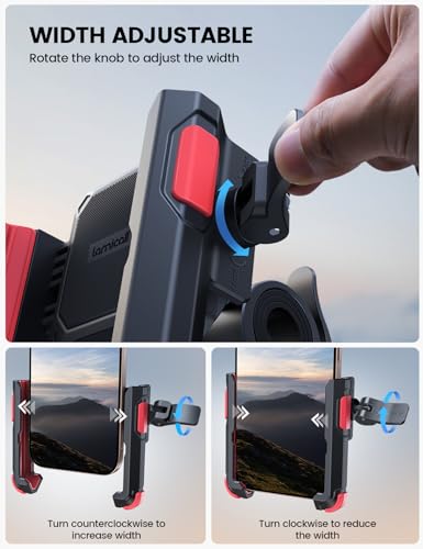 Lamicall Motorcycle Bike Phone Mount, 1s Lock Bike Phone Holder - color: Red