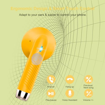 Wireless Earbuds, Bluetooth 5.4 Headphones in Ear with Noise Cancelling Mic - color: butter yellow