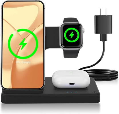 Wireless Charger Fast Charging Station 3 in 1 Charger Stand Travel