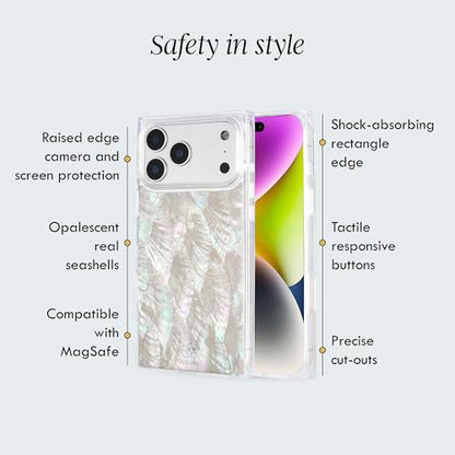 COCOMII Rectangle for iPhone 17 Pro Max Case, Natural Real Mother of Pearl | Compatible with MagSafe Wireless Charging, Shockproof 10ft Drop Protection, Camera & Screen Protection, Premium Glossy Finish - color: Natural Real Mother of Pearl, size: iPhone