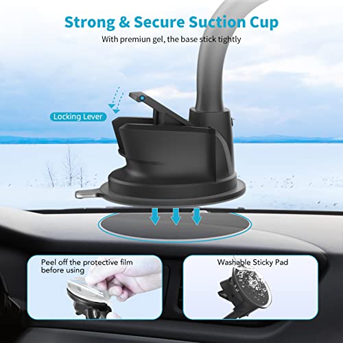 APPS2Car Magnetic Phone Mount for Windshield Dashboard, Suction Car Mount